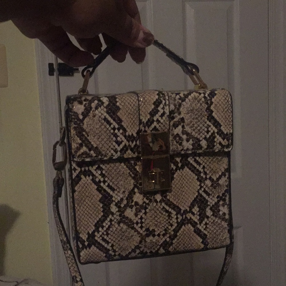 Faux snake skin bag. From mango store.